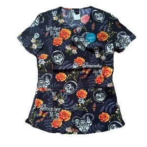 Disney Pixar Coco Day of the Dead Scrub Top size XXS